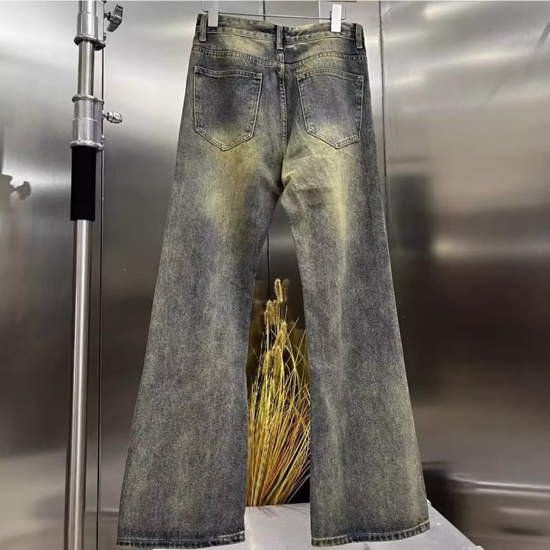 American Style High Street Niche Washed Gradient Contrast Color Design Sense Jeans Men'S Autumn New Washed Retro Slight Pants - Image 3